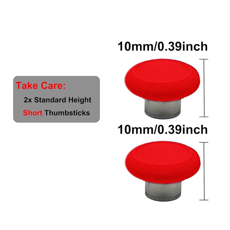 Anglepingping Store 2 Pack Elite 2 Controller Short Thumbsticks Replacement for Xbox Elite Series 2 Controller,0.39in Standard Height Concave Magnetic Analog Short Joysticks for Elite Series 2 Core Controller (Red) - Image 2